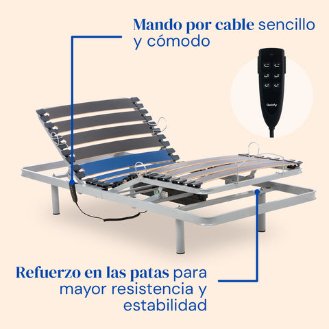 Cama articulada con colchón Sanitario viscoelástico y barandillas