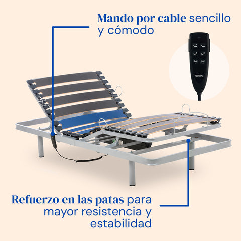 Cama articulada con patas regulables y colchón sanitario