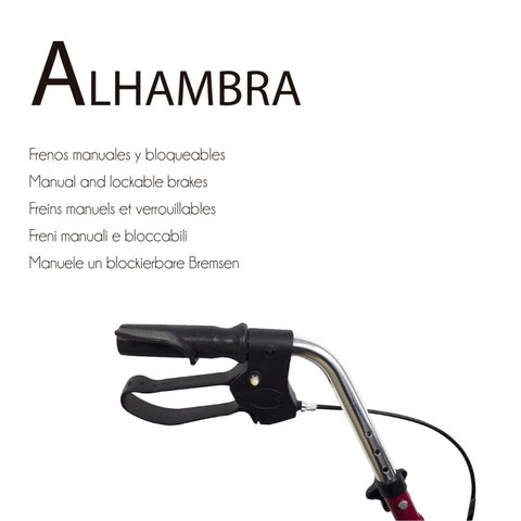 Andador plegable y ligero de 4 ruedas y frenos en manetas