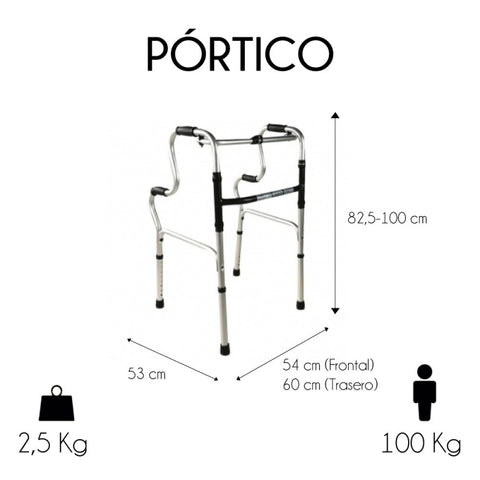 Andador plegable sin ruedas doble empuñadura