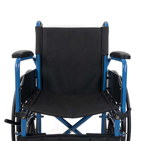 Silla de ruedas plegable con ruedas grandes extraíbles color azul